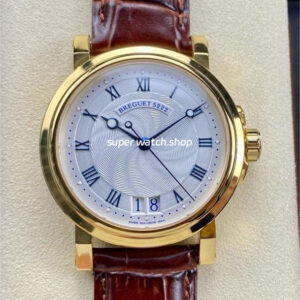 HG Factory Breguet Marine 5817BA 12 9V8 39mm Gold Leather Strap Silver Dial