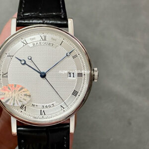 MKS Factory Breguet Classique 5177BB159V6 38mm White Gold Leather Strap Roman Numerals Silver Dial