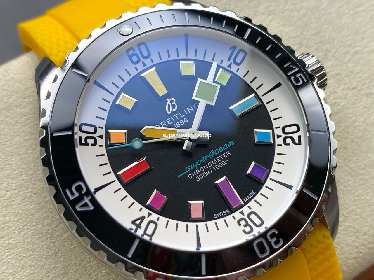 TF Factory Breitling Superocean A17375211B2S4 44mm Steel Rubber Strap Rainbow Nails Black Dial - Image 2