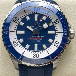 TF Factory Breitling Superocean A17376211B1A1 44mm Blue Bezel Steel Blue Rubber Strap Blue Dial