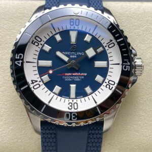 TF Factory Breitling Superocean A17376211C1S1 44mm Black Bezel Steel Blue Rubber Strap Blue Dial
