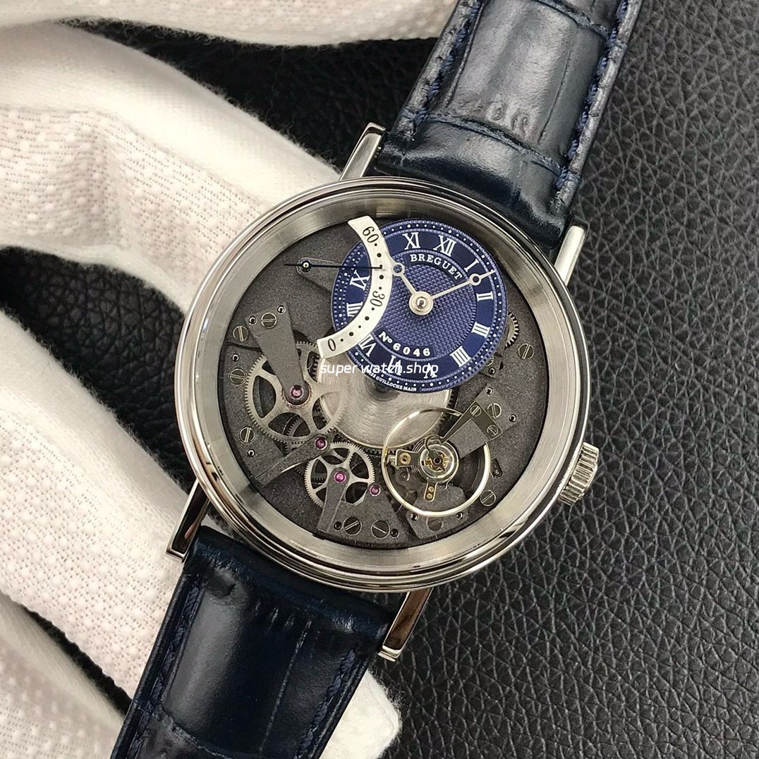 ZF Factory Breguet Tradition 7597BB-GY-9WU 40mm White Gold Leather Strap Roman Numerals Blue Dial - Image 4