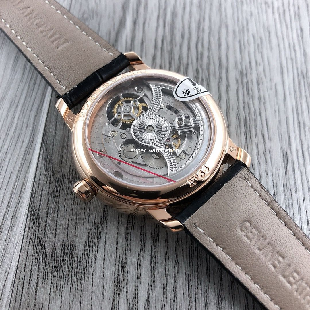 JB Factory Blancpain Villeret 6025-1542-55b 42.5mm Rose Gold Leather Strap Black Dial - Image 7