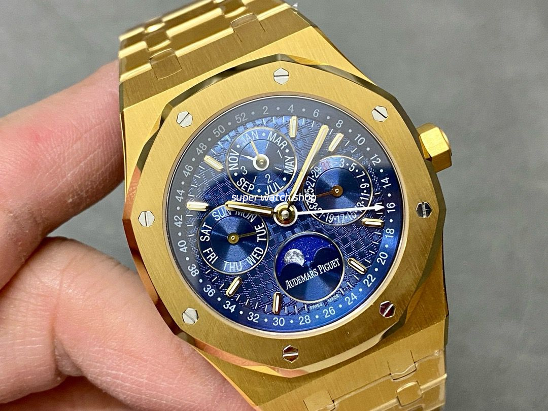 BBR Factory Audemars Piguet Royal Oak Perpetual Calendar 26574BA.OO.1220BA.01 41mm Full Gold Steel Blue Dial - Image 2