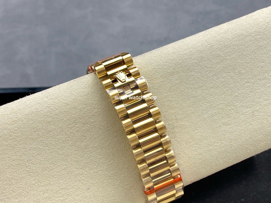 8+ Factory Counterweight Rolex Day-Date 128238-0081 36mm Full Yellow Gold White Dial - Image 8