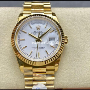 8+ Factory Counterweight Rolex Day-Date 128238-0081 36mm Full Yellow Gold White Dial