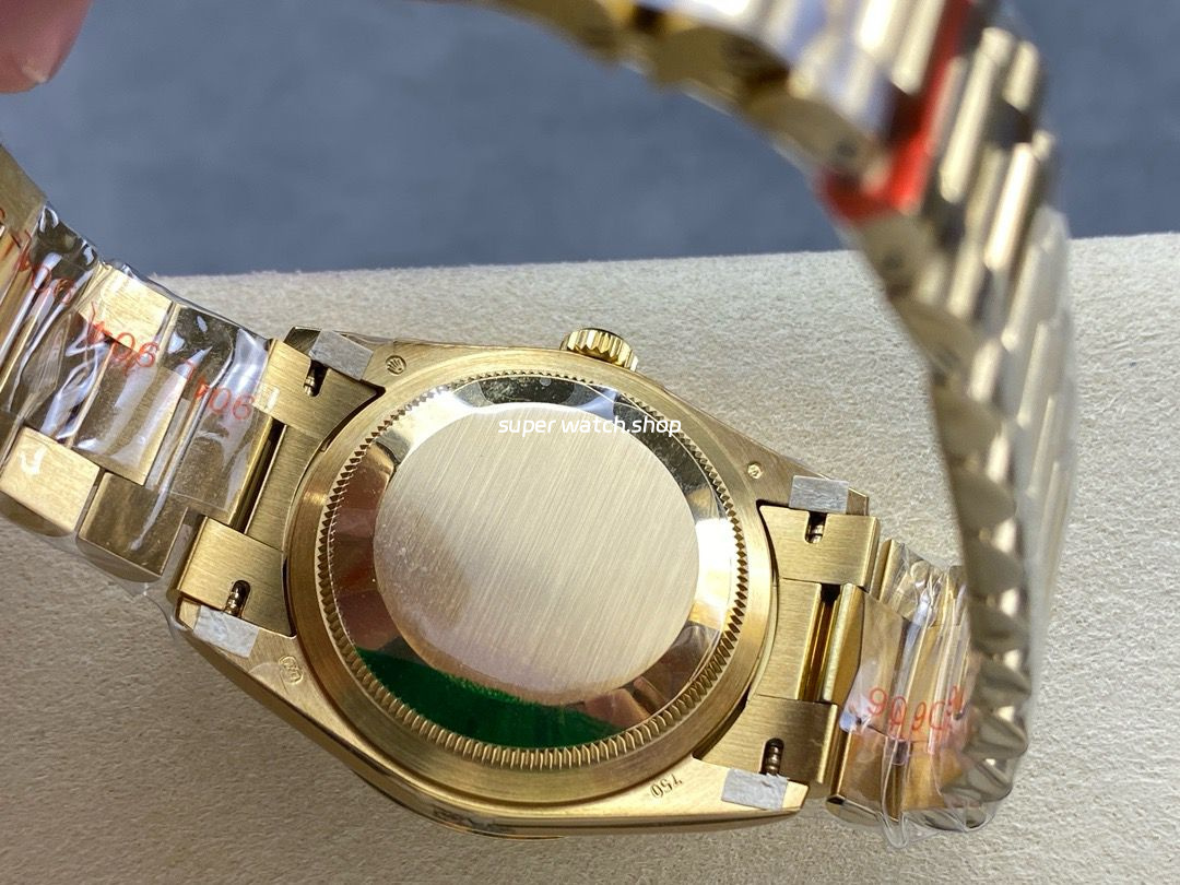 8+ Factory Counterweight Rolex Day-Date 128238-0081 36mm Full Yellow Gold White Dial - Image 7