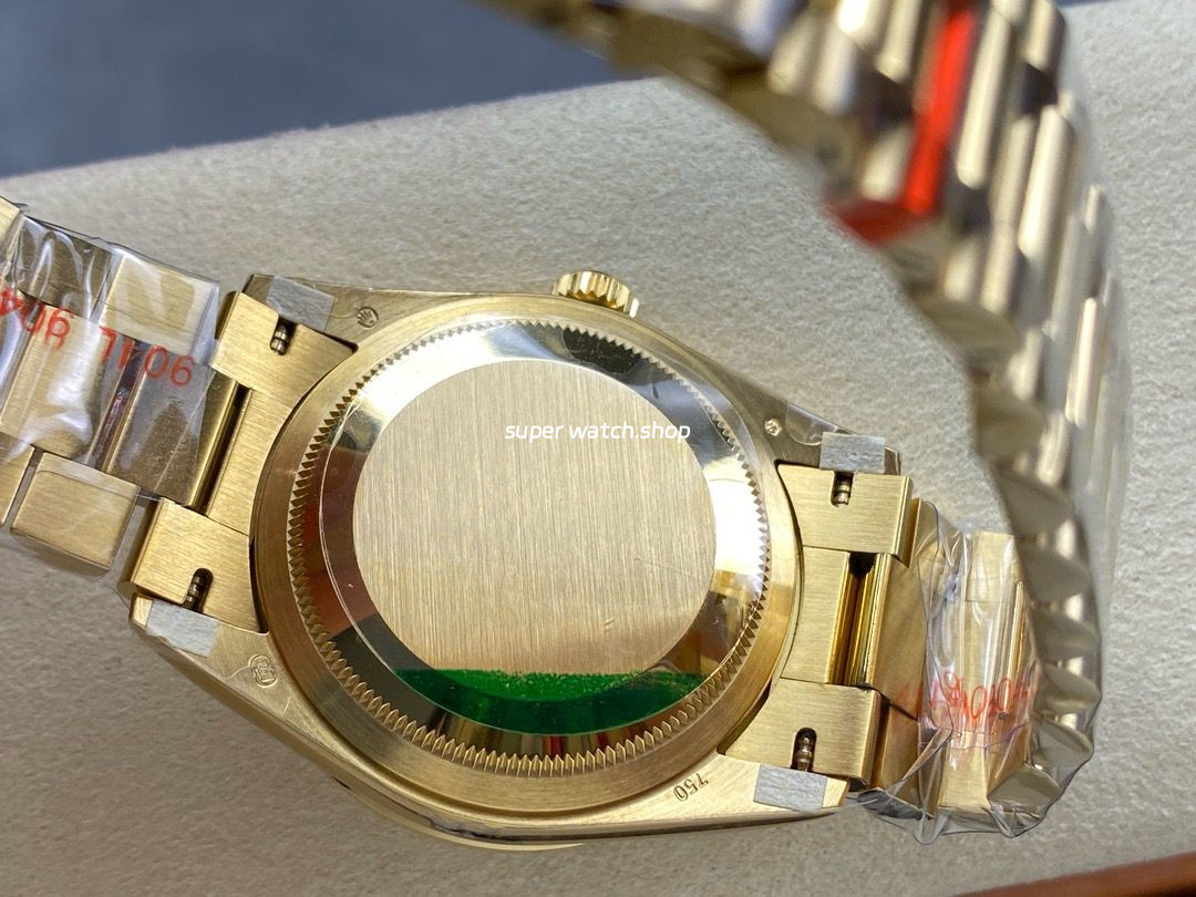 8+ Factory Counterweight Rolex Day-Date 128348RBR-0026 36mm Diamond Bezel Full Yellow Gold Champagne Dial - Image 7