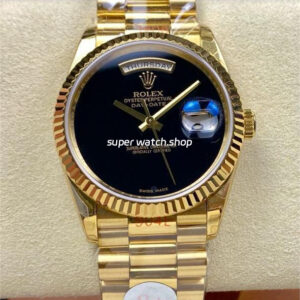 8+ Factory Counterweight Rolex Day-Date 18038 36mm Full Yellow Gold Black Dial
