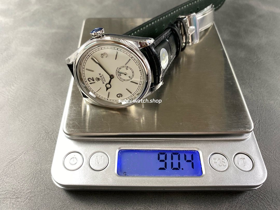 8+ Factory Rolex 1908 52509-0006 39mm Steel Leather Strap Arabic Numerals White Dial - Image 9