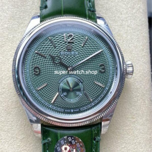 8+ Factory Rolex 1908 52509 39mm Steel Leather Strap Arabic Numerals Green Dial
