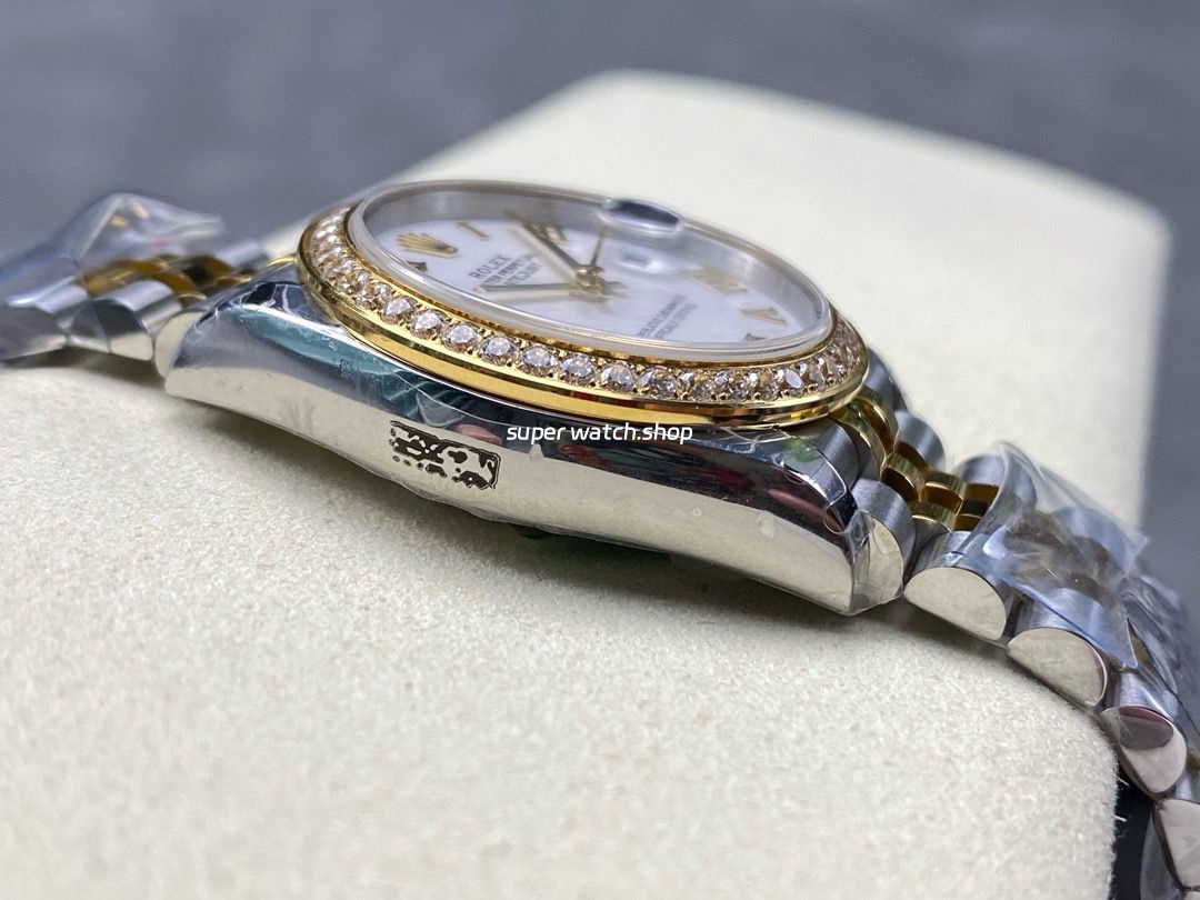 8+ Factory Rolex Counterweight Datejust 278383RBR-0002 31mm Diamond Yellow Gold Bezel Half Yellow Gold Roman Numerals White Dial Jubilee - Image 5