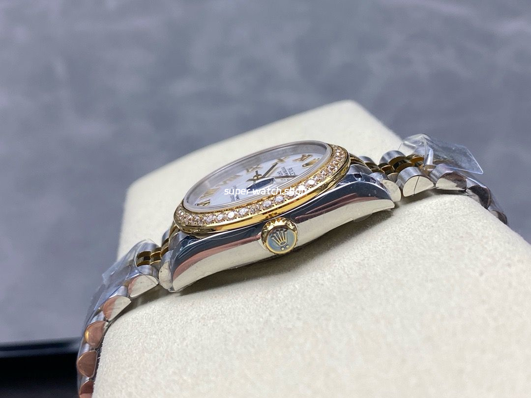 8+ Factory Rolex Counterweight Datejust 278383RBR-0002 31mm Diamond Yellow Gold Bezel Half Yellow Gold Roman Numerals White Dial Jubilee - Image 6