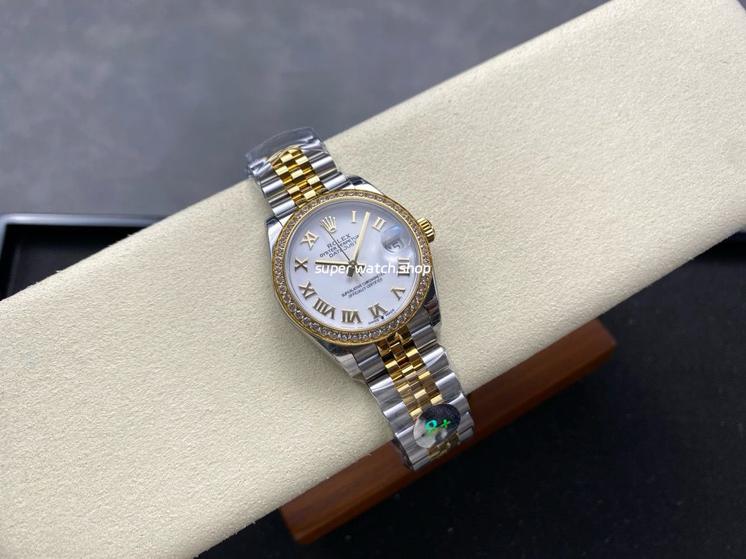 8+ Factory Rolex Counterweight Datejust 278383RBR-0002 31mm Diamond Yellow Gold Bezel Half Yellow Gold Roman Numerals White Dial Jubilee - Image 4