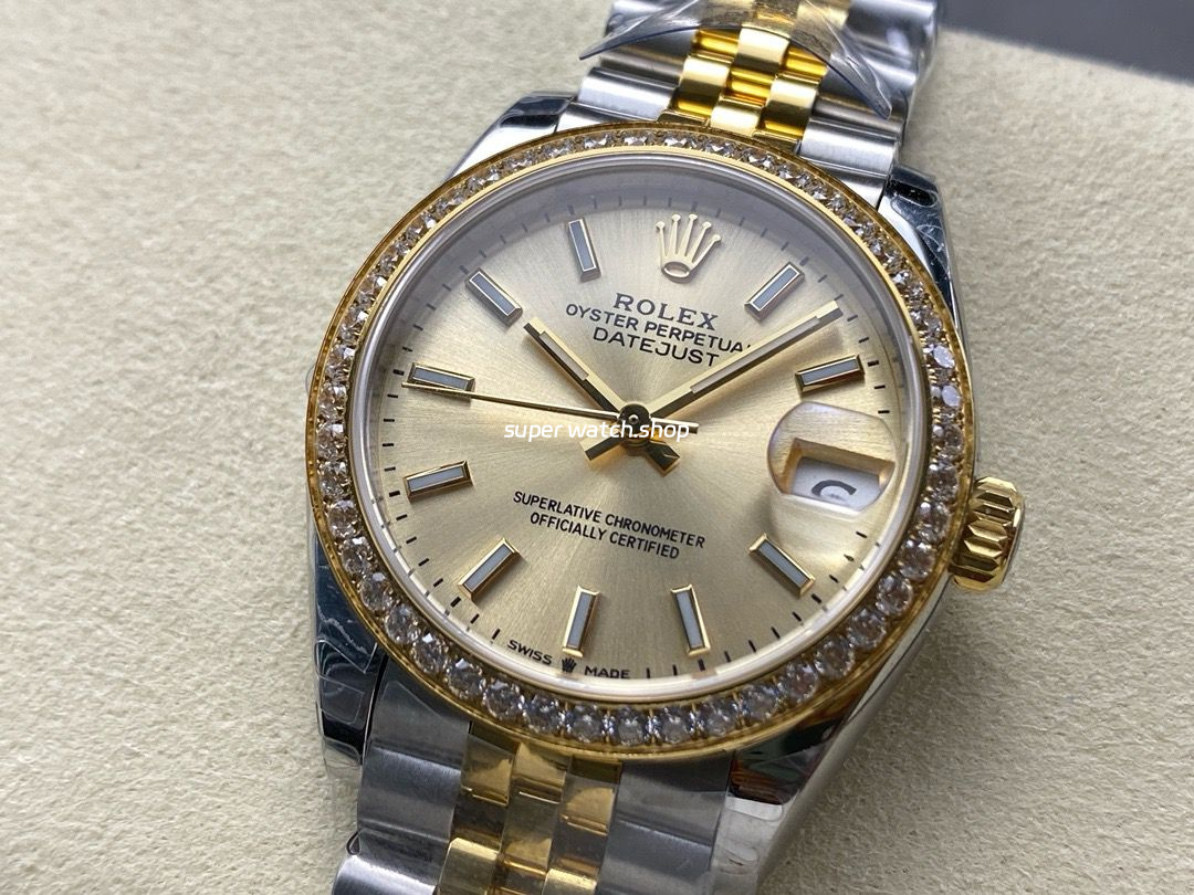 8+ Factory Rolex Counterweight Datejust 278383RBR-0014 31mm Diamond Yellow Gold Bezel Half Yellow Gold Champagne Dial Jubilee - Image 3