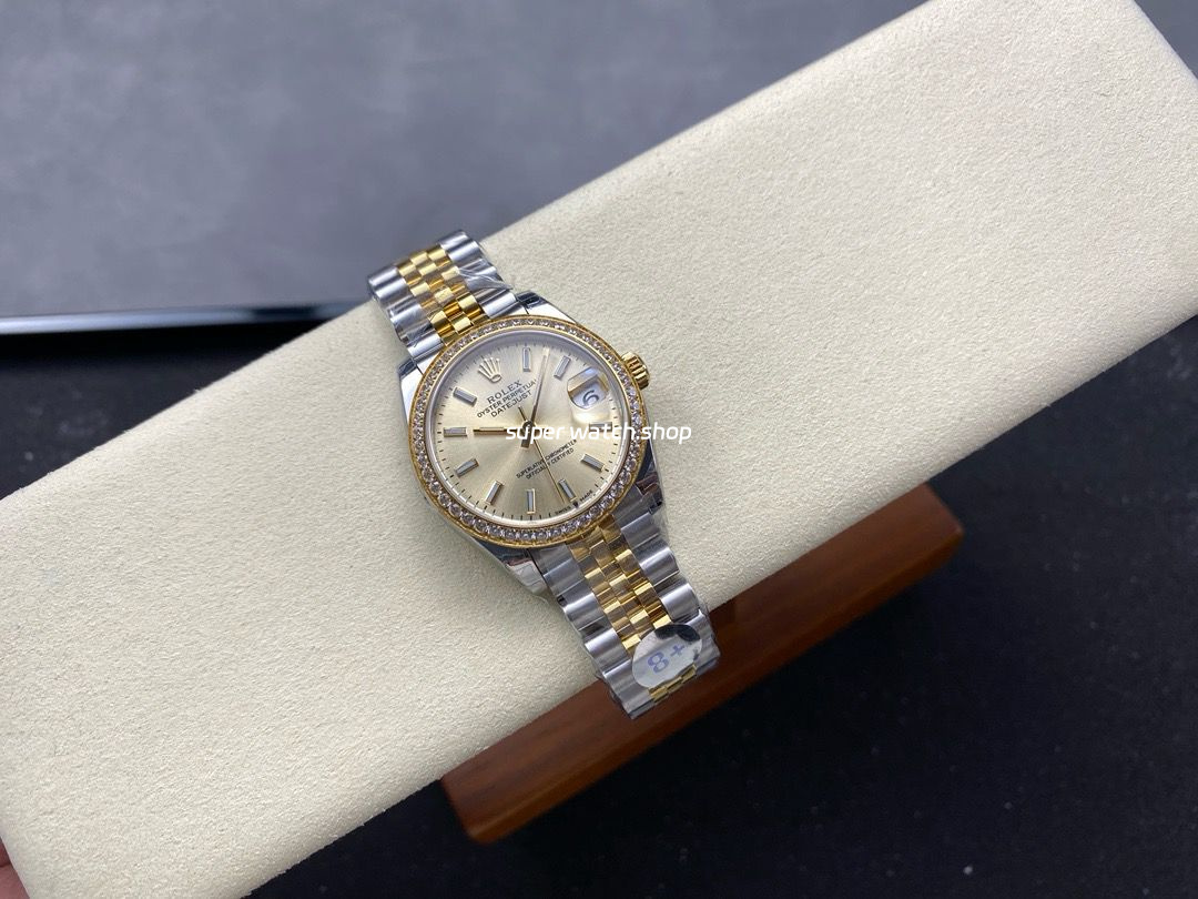 8+ Factory Rolex Counterweight Datejust 278383RBR-0014 31mm Diamond Yellow Gold Bezel Half Yellow Gold Champagne Dial Jubilee - Image 4