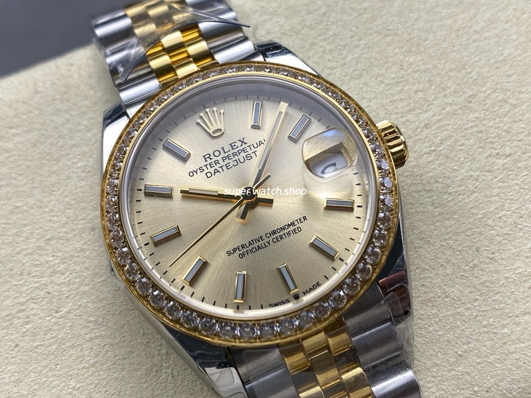8+ Factory Rolex Counterweight Datejust 278383RBR-0014 31mm Diamond Yellow Gold Bezel Half Yellow Gold Champagne Dial Jubilee - Image 2