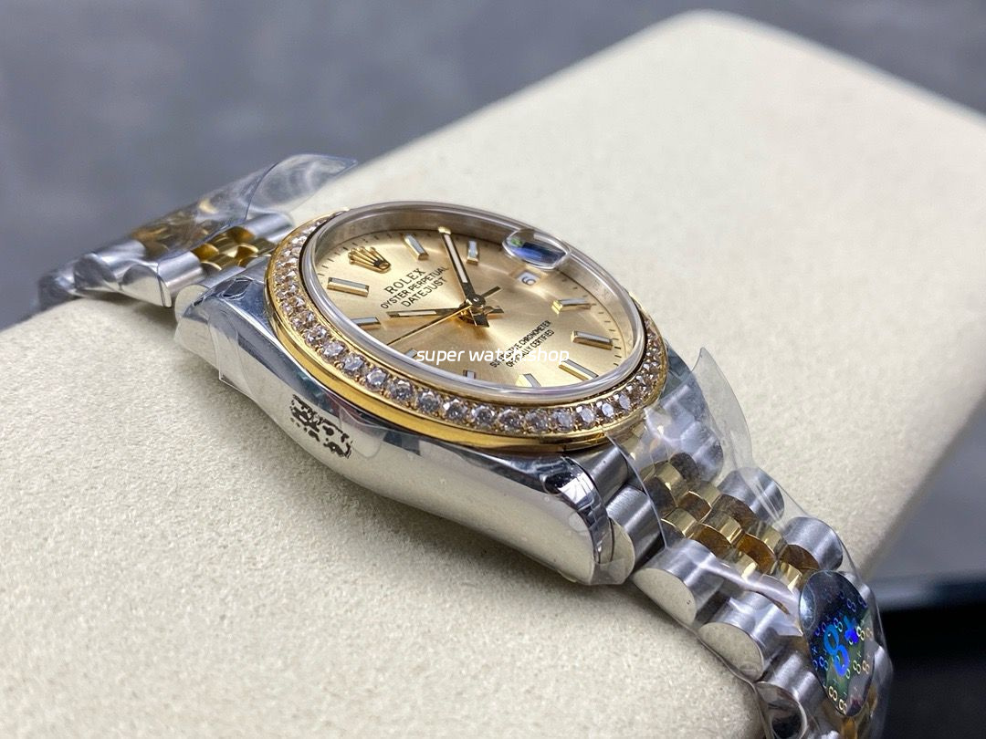8+ Factory Rolex Counterweight Datejust 278383RBR-0014 31mm Diamond Yellow Gold Bezel Half Yellow Gold Champagne Dial Jubilee - Image 5