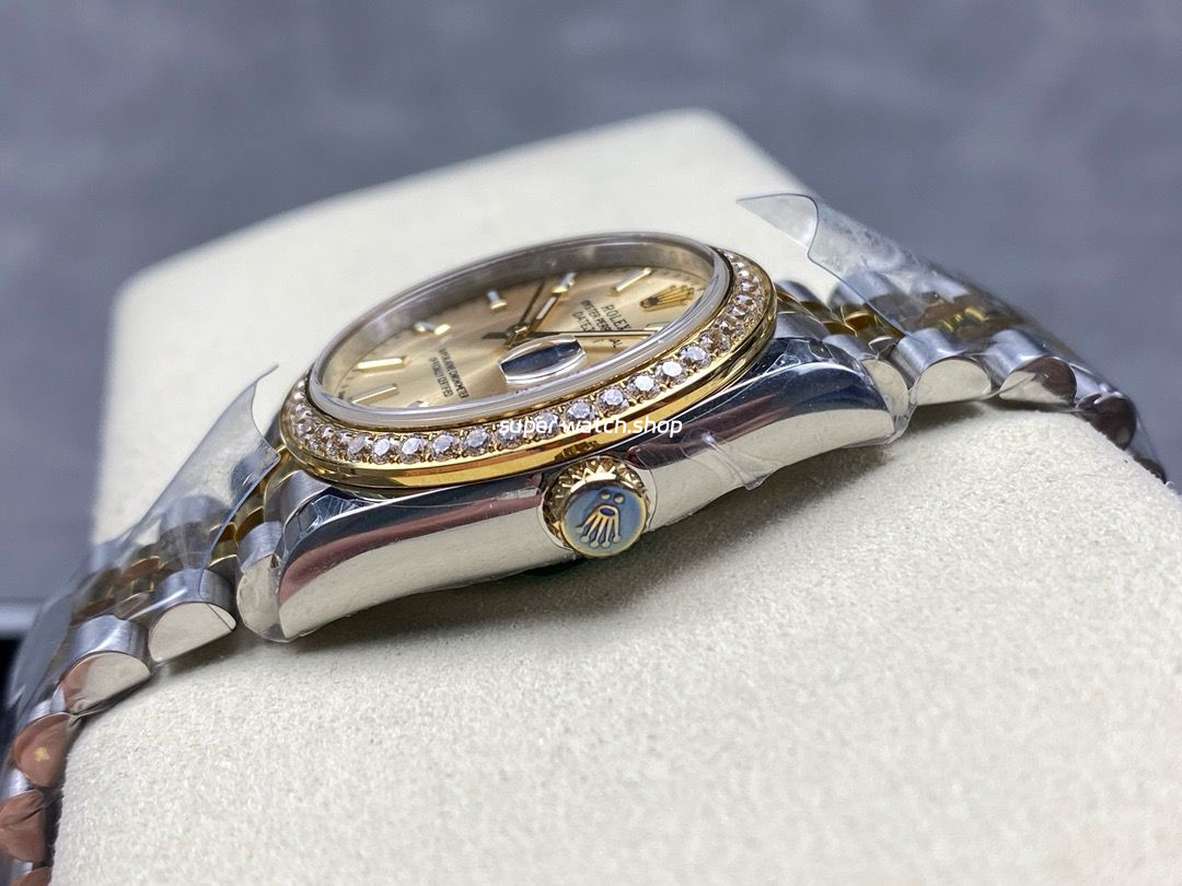 8+ Factory Rolex Counterweight Datejust 278383RBR-0014 31mm Diamond Yellow Gold Bezel Half Yellow Gold Champagne Dial Jubilee - Image 6