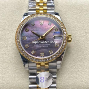 8+ Factory Rolex Counterweight Datejust 278383RBR-0024 31mm Diamond Yellow Gold Bezel Half Yellow Gold Diamond Mother Of Pearl Dial Jubilee