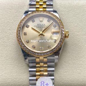 8+ Factory Rolex Counterweight Datejust 278383RBR-0026 31mm Diamond Yellow Gold Bezel Half Yellow Gold Diamond Champagne Dial Jubilee