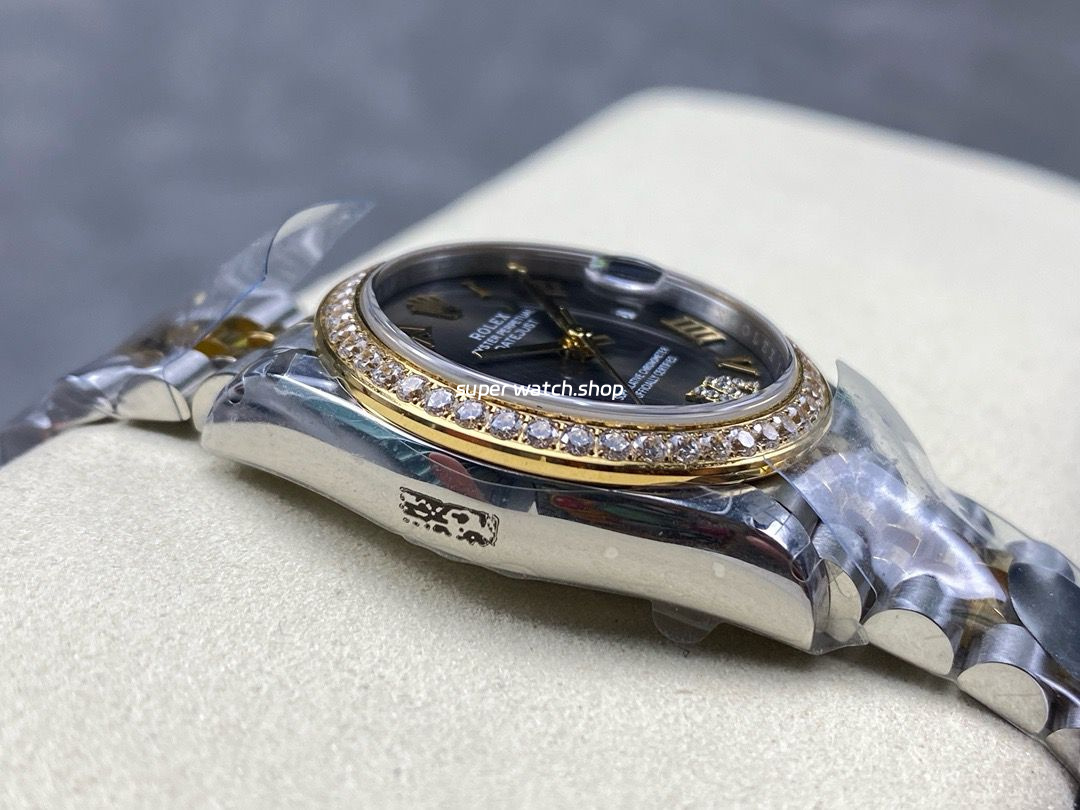 8+ Factory Rolex Counterweight Datejust 278383RBR-0018 31mm Diamond Yellow Gold Bezel Half Yellow Gold Diamond Roman Numerals Grey Dial Jubilee - Image 5