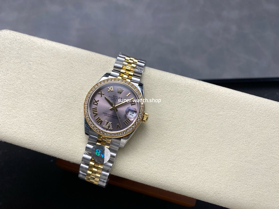 8+ Factory Rolex Counterweight Datejust 278383RBR 31mm Diamond Yellow Gold Bezel Half Yellow Gold Roman Numerals Diamond Pink Dial Jubilee - Image 5