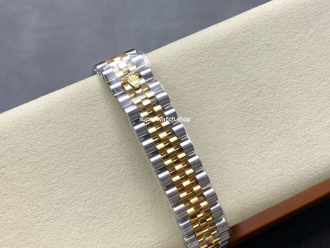 8+ Factory Rolex Counterweight Datejust 278383RBR 31mm Diamond Yellow Gold Bezel Half Yellow Gold Roman Numerals Diamond Pink Dial Jubilee - Image 9