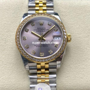 8+ Factory Rolex Counterweight Datejust 278383RBR 31mm Diamond Yellow Gold Bezel Half Yellow Gold Diamond Pink Dial Jubilee