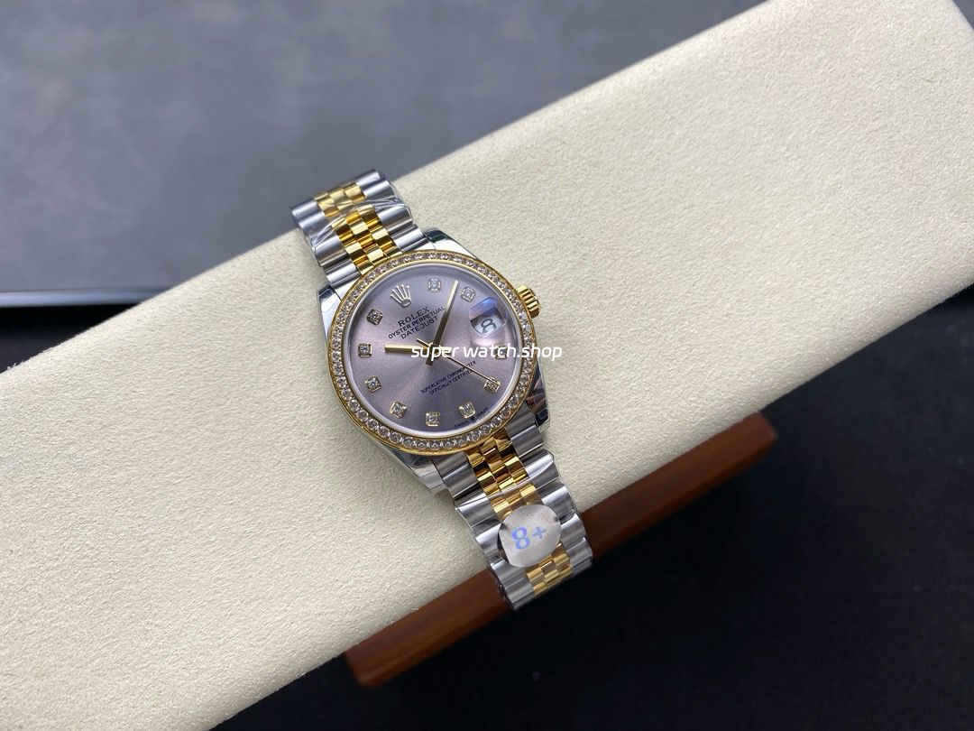 8+ Factory Rolex Counterweight Datejust 278383RBR 31mm Diamond Yellow Gold Bezel Half Yellow Gold Diamond Pink Dial Jubilee - Image 4