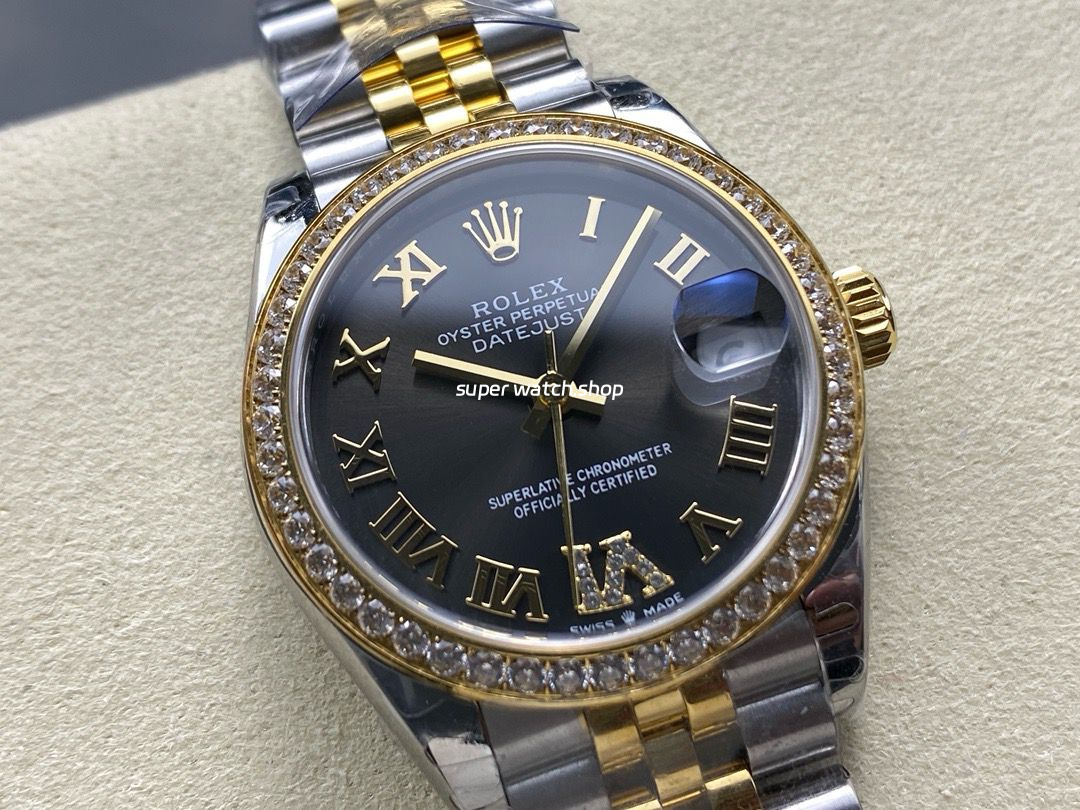 8+ Factory Rolex Counterweight Datejust 278383RBR-0018 31mm Diamond Yellow Gold Bezel Half Yellow Gold Diamond Roman Numerals Grey Dial Jubilee - Image 2