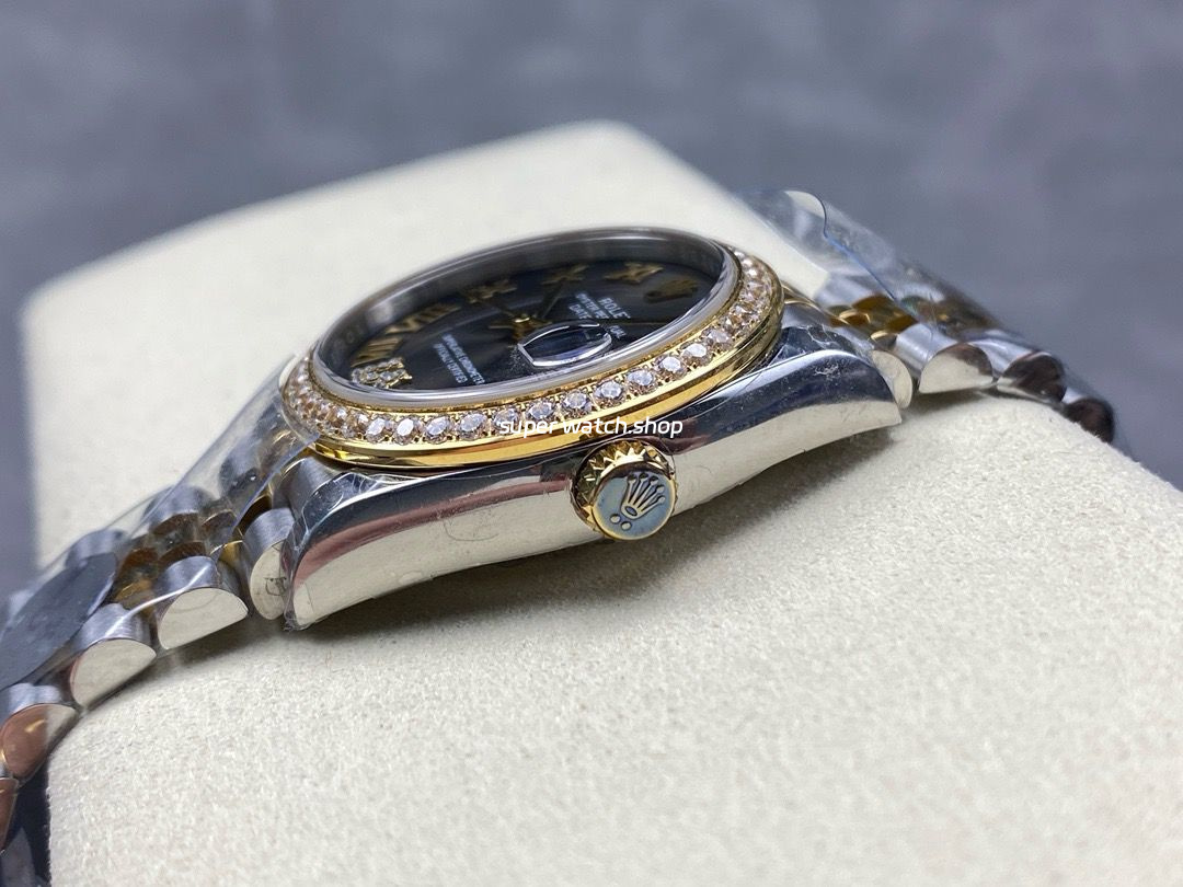 8+ Factory Rolex Counterweight Datejust 278383RBR-0018 31mm Diamond Yellow Gold Bezel Half Yellow Gold Diamond Roman Numerals Grey Dial Jubilee - Image 6
