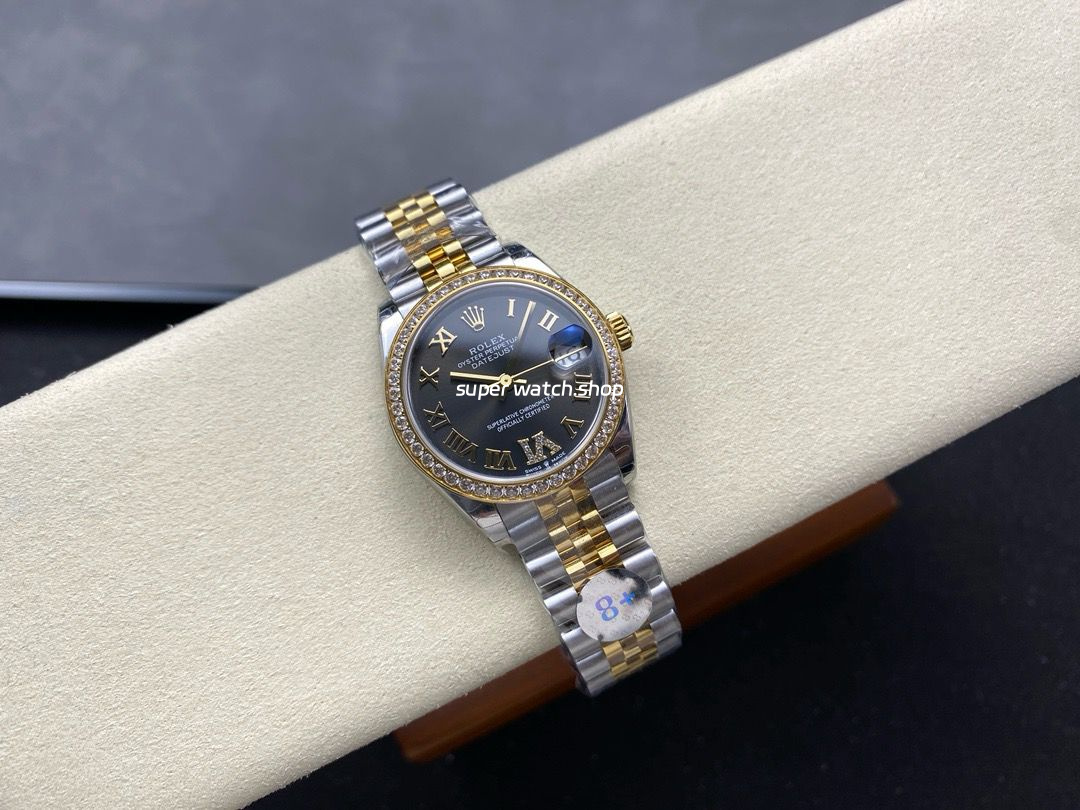 8+ Factory Rolex Counterweight Datejust 278383RBR-0018 31mm Diamond Yellow Gold Bezel Half Yellow Gold Diamond Roman Numerals Grey Dial Jubilee - Image 4