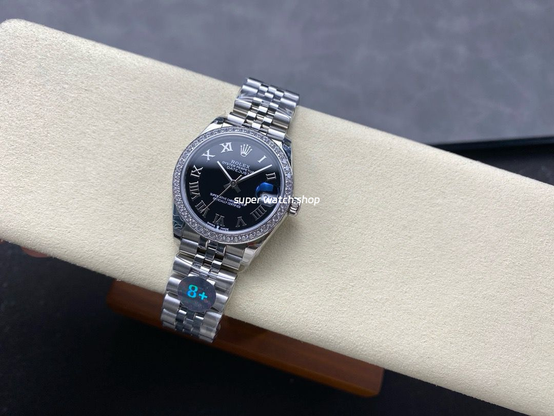 8+ Factory Rolex Counterweight Datejust 278384RBR-0002 31mm Diamond White Gold Bezel Full 904L Roman Numerals Black Dial Jubilee - Image 5