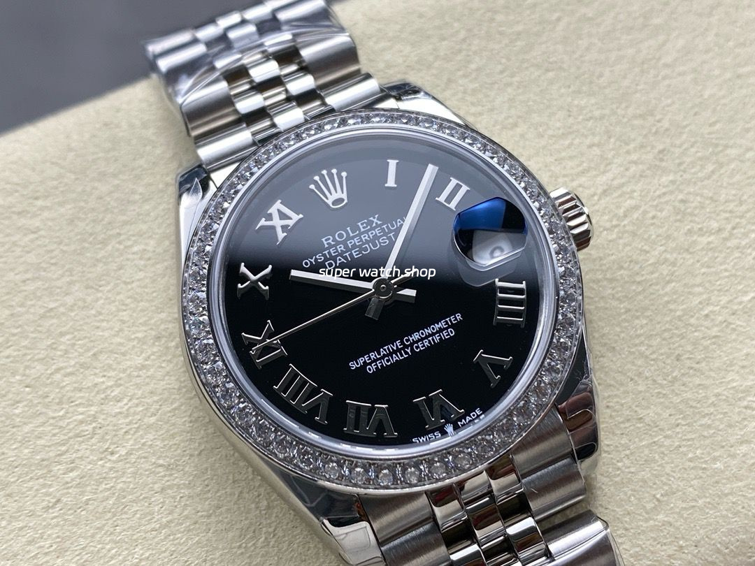 8+ Factory Rolex Counterweight Datejust 278384RBR-0002 31mm Diamond White Gold Bezel Full 904L Roman Numerals Black Dial Jubilee - Image 2