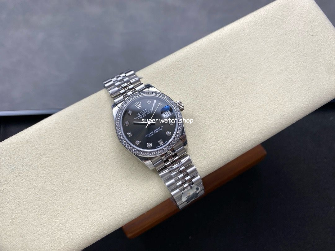8+ Factory Rolex Counterweight Datejust 278384RBR-0010 31mm Diamond White Gold Bezel Full 904L Diamond Grey Dial Jubilee - Image 4