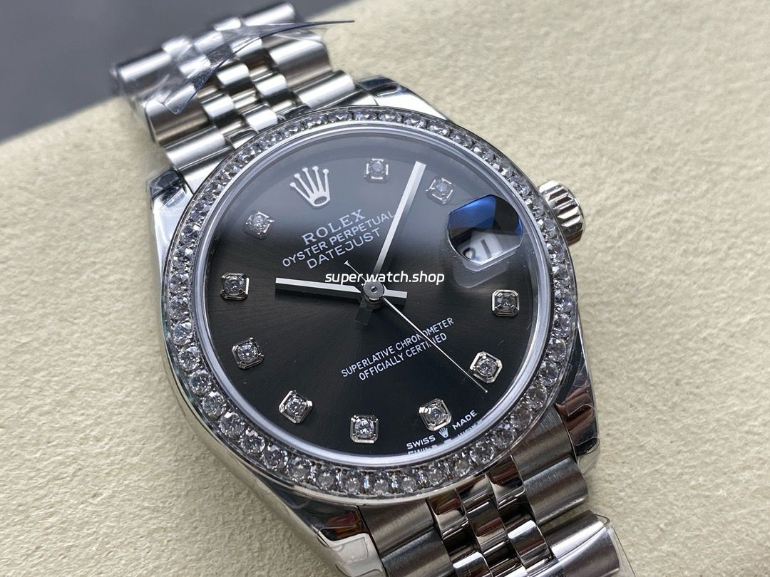 8+ Factory Rolex Counterweight Datejust 278384RBR-0010 31mm Diamond White Gold Bezel Full 904L Diamond Grey Dial Jubilee - Image 2