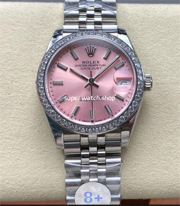 8+ Factory Rolex Counterweight Datejust 278384RBR-0018 31mm Diamond White Gold Bezel Full 904L Pink Dial Jubilee