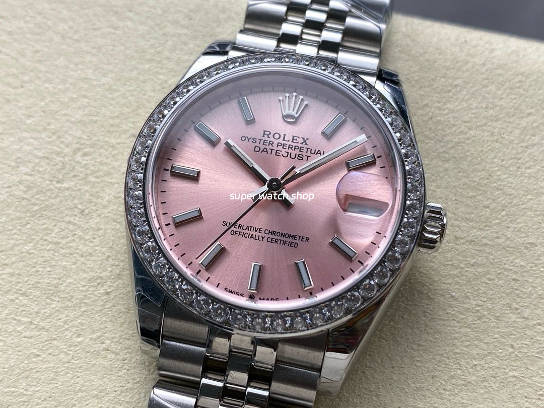 8+ Factory Rolex Counterweight Datejust 278384RBR-0018 31mm Diamond White Gold Bezel Full 904L Pink Dial Jubilee - Image 3