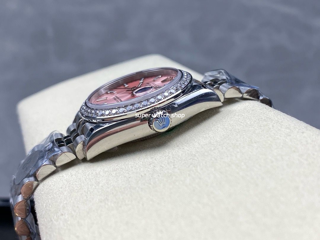 8+ Factory Rolex Counterweight Datejust 278384RBR-0018 31mm Diamond White Gold Bezel Full 904L Pink Dial Jubilee - Image 5