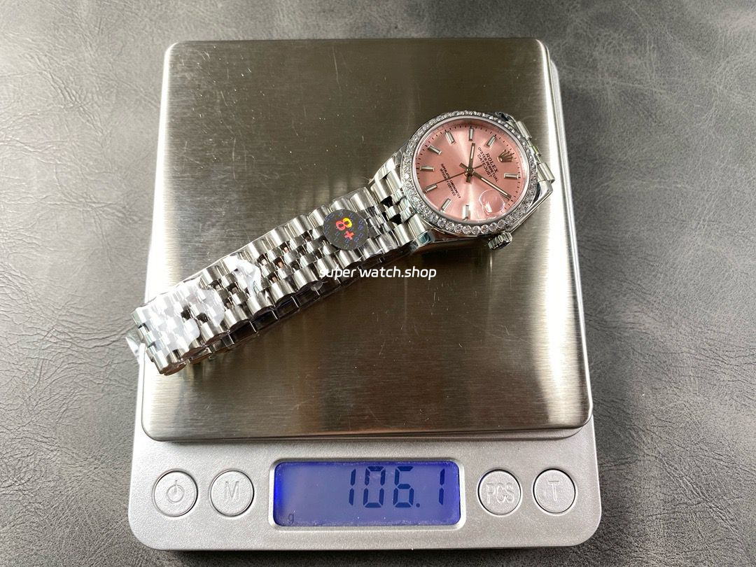 8+ Factory Rolex Counterweight Datejust 278384RBR-0018 31mm Diamond White Gold Bezel Full 904L Pink Dial Jubilee - Image 8