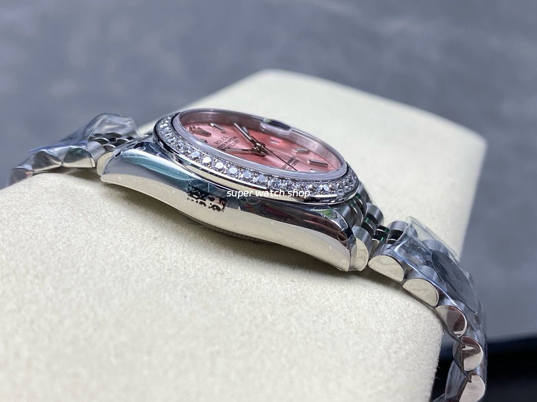 8+ Factory Rolex Counterweight Datejust 278384RBR-0018 31mm Diamond White Gold Bezel Full 904L Pink Dial Jubilee - Image 4