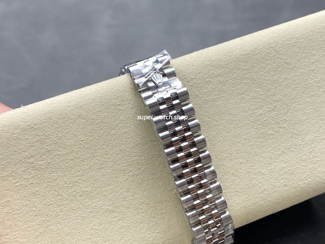 8+ Factory Rolex Counterweight Datejust 278384RBR-0028 31mm Diamond White Gold Bezel Full 904L Roman Numerals Diamond Pink Dial Jubilee - Image 9