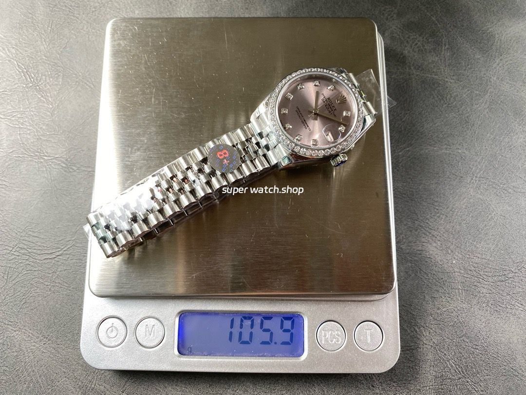 8+ Factory Rolex Counterweight Datejust 278384RBR-0036 31mm Diamond White Gold Bezel Full 904L Diamond Pink Dial Jubilee - Image 9