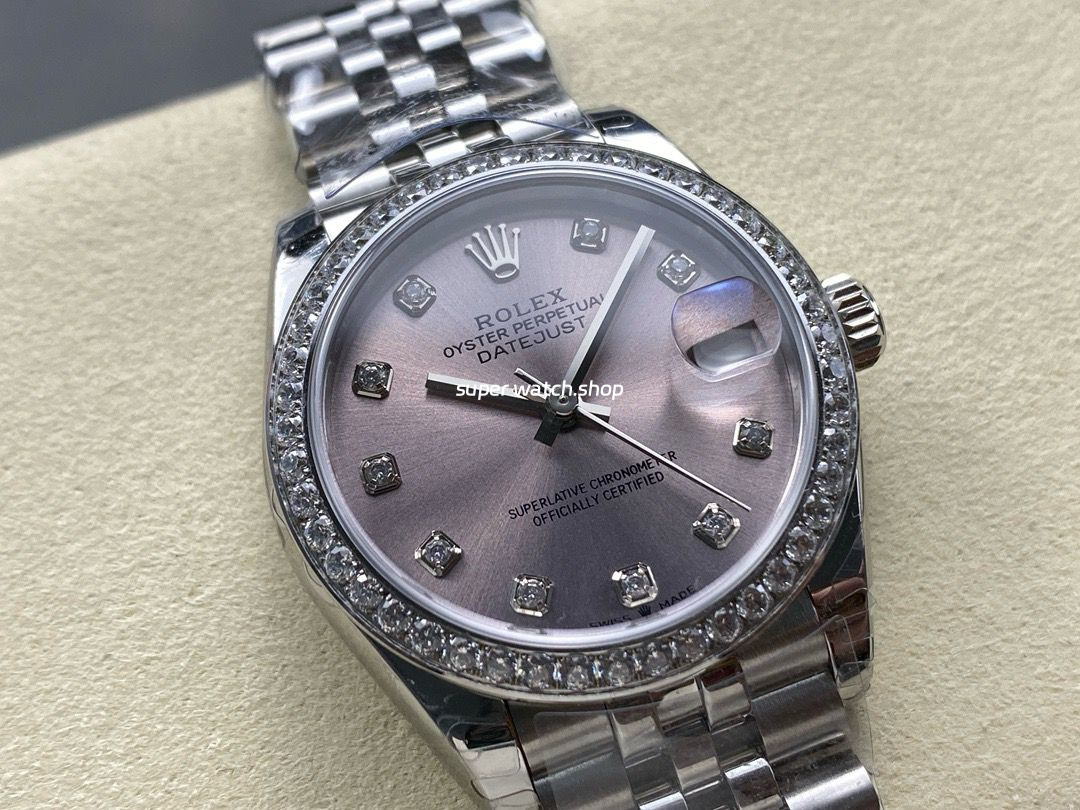 8+ Factory Rolex Counterweight Datejust 278384RBR-0036 31mm Diamond White Gold Bezel Full 904L Diamond Pink Dial Jubilee - Image 2