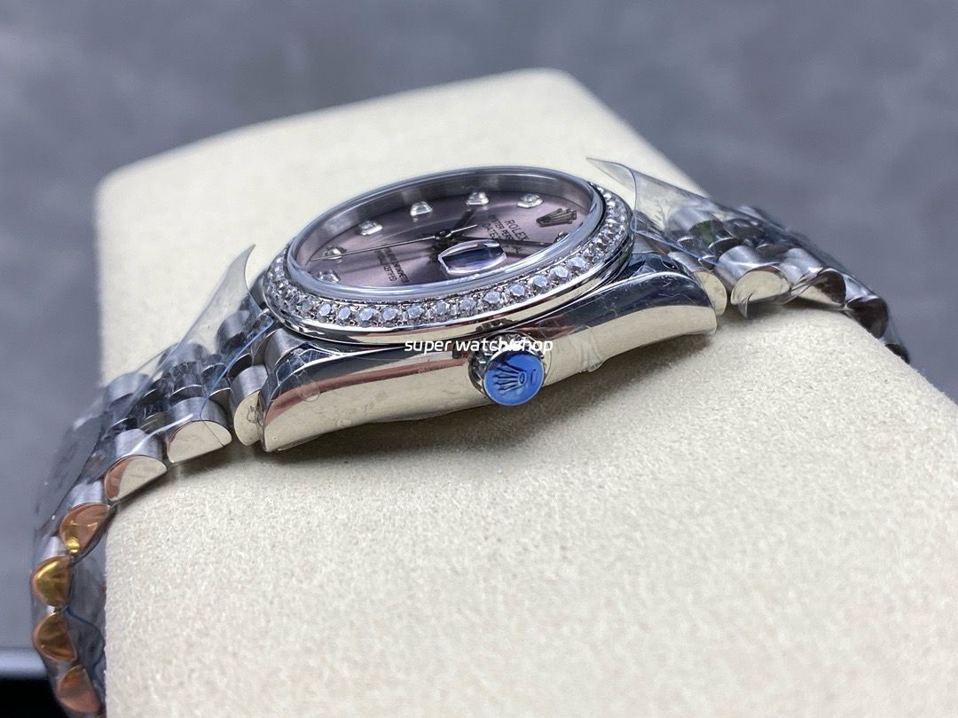 8+ Factory Rolex Counterweight Datejust 278384RBR-0036 31mm Diamond White Gold Bezel Full 904L Diamond Pink Dial Jubilee - Image 6