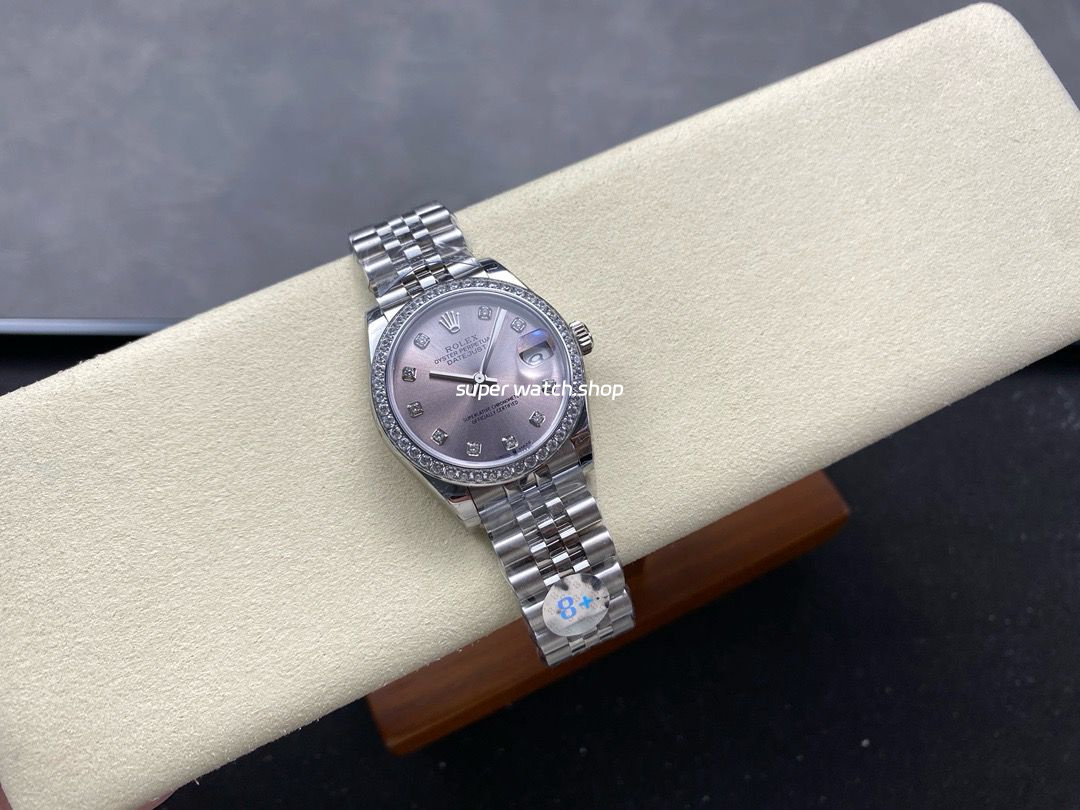 8+ Factory Rolex Counterweight Datejust 278384RBR-0036 31mm Diamond White Gold Bezel Full 904L Diamond Pink Dial Jubilee - Image 4