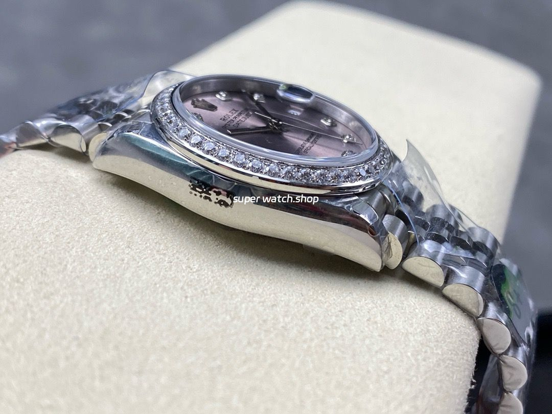 8+ Factory Rolex Counterweight Datejust 278384RBR-0036 31mm Diamond White Gold Bezel Full 904L Diamond Pink Dial Jubilee - Image 5