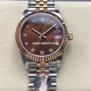 8+ Factory Rolex Datejust 278271-0028 31mm Half Rose Gold Diamond Brown Dial Jubilee