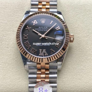 8+ Factory Rolex Datejust 278271-0030 31mm Half Rose Gold Roman Numerals Diamond Grey Dial Jubilee